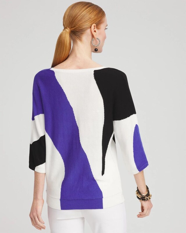 Abstract Print Intarsia Sweater - image 3